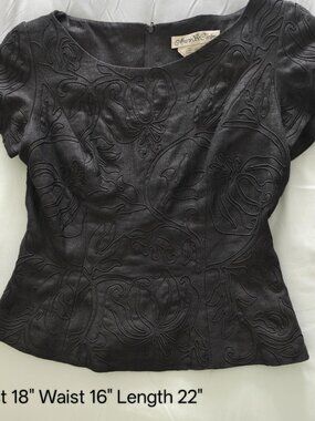 Black two piece linen dressy top and skirt